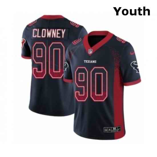 Youth Nike Houston Texans 90 Jadeveon Clowney Limited Navy Blue Rush Drift Fashion NFL Jersey